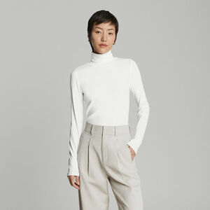 NWT Everlane Women's Top The Luxe Pima Micro-Rib Turtleneck White Sz. XXS